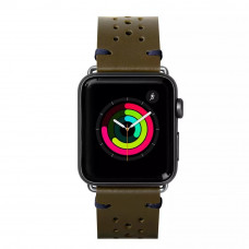 Ремінець LAUT Heritage з міцної перфорованої натуральної шкіри для Apple Watch 1-5 розмір 42/44 мм, оливковий (LAUT_AWL_HE_GN)