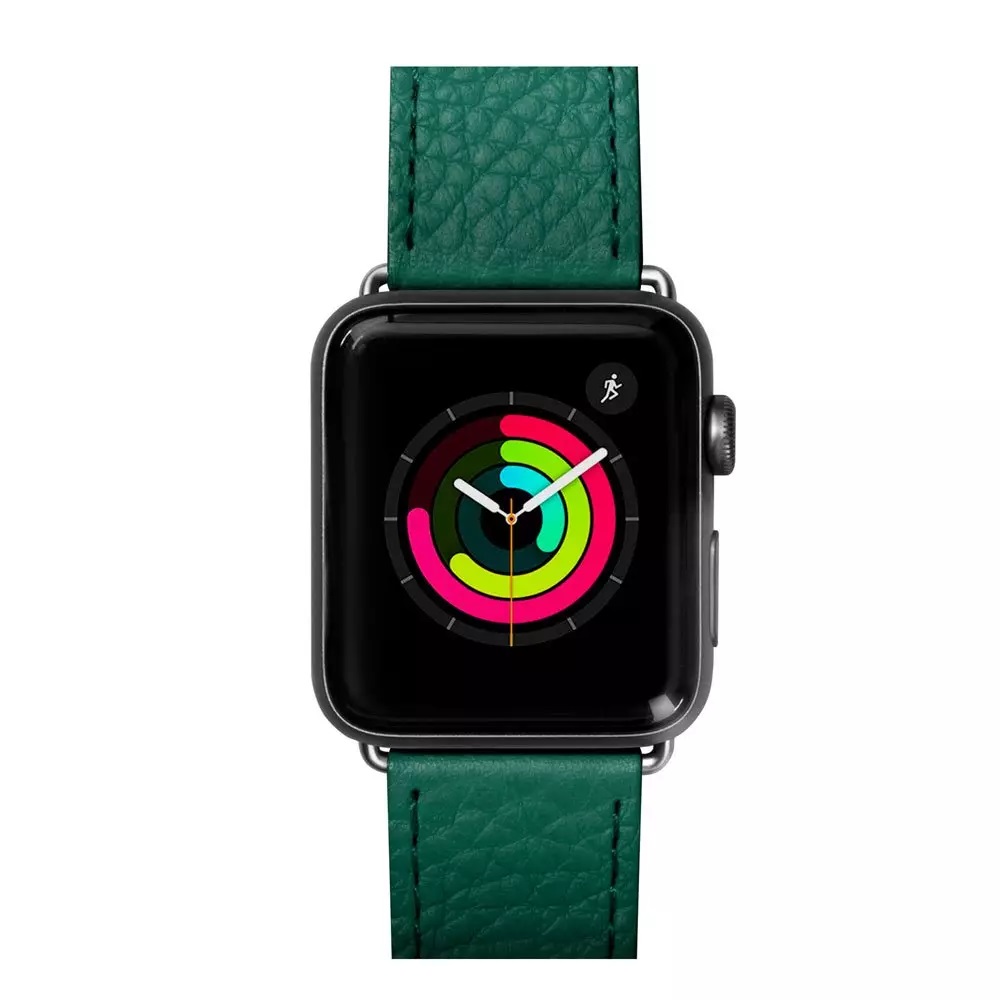 Фото Ремінець LAUT Milano з італійської натуральної шкіри для Apple Watch 1-5 розмір 42/44 мм, смарагдовий (LAUT_AWL_ML_GN)