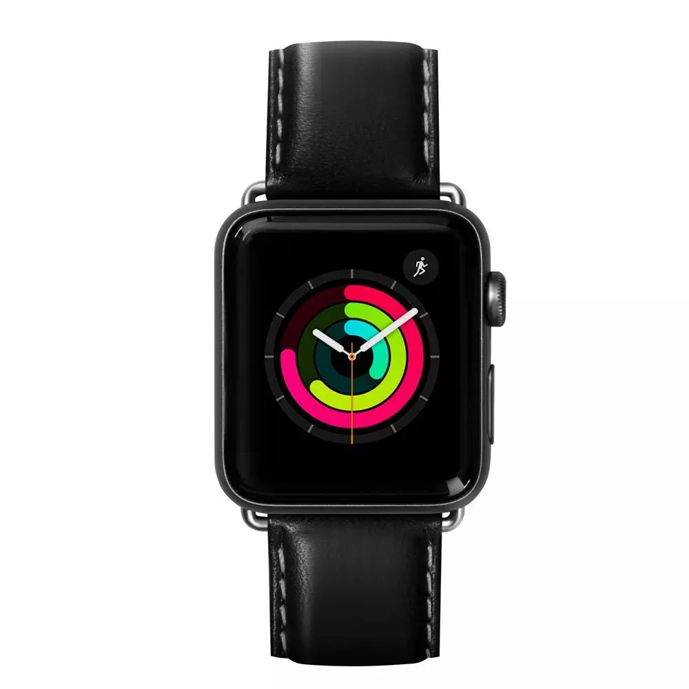 Фото Ремінець LAUT Oxford з преміальної Nappa шкіри для Apple Watch 1-5 розмір 42/44 мм, ультра чорний (Noir) (LAUT_AWL_OX_BK)