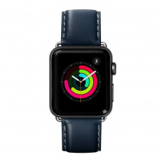 Ремешок LAUT Oxford из премиальной Nappa кожи для Apple Watch 1-5 размер 42/44 мм, индиго (LAUT_AWL_OX_BL)