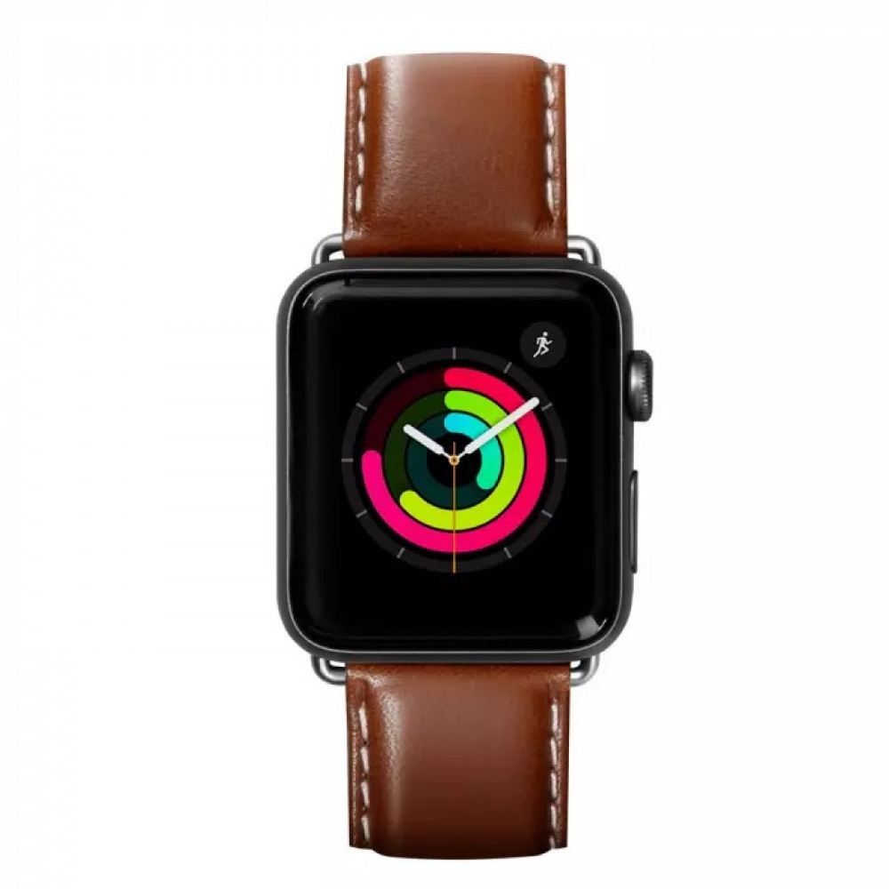 Фото Ремешок LAUT Oxford из премиальной Nappa кожи для Apple Watch 1-5 размер 42/44 мм, тобакко (LAUT_AWL_OX_BR)
