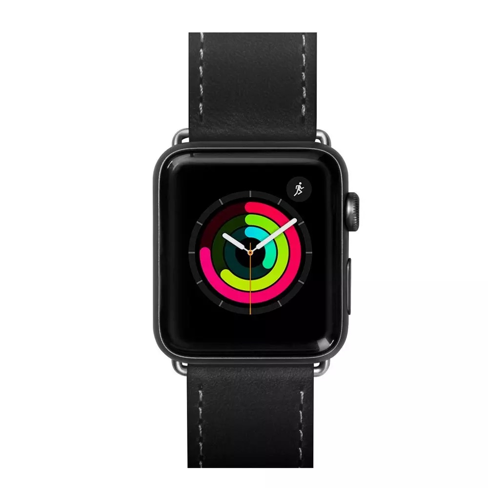 Фото Ремінець LAUT Safari з натуральної шкіри рослинного дублення для Apple Watch 1-5 розмір 42/44 мм, чорний (LAUT_AWL_SA_BK)