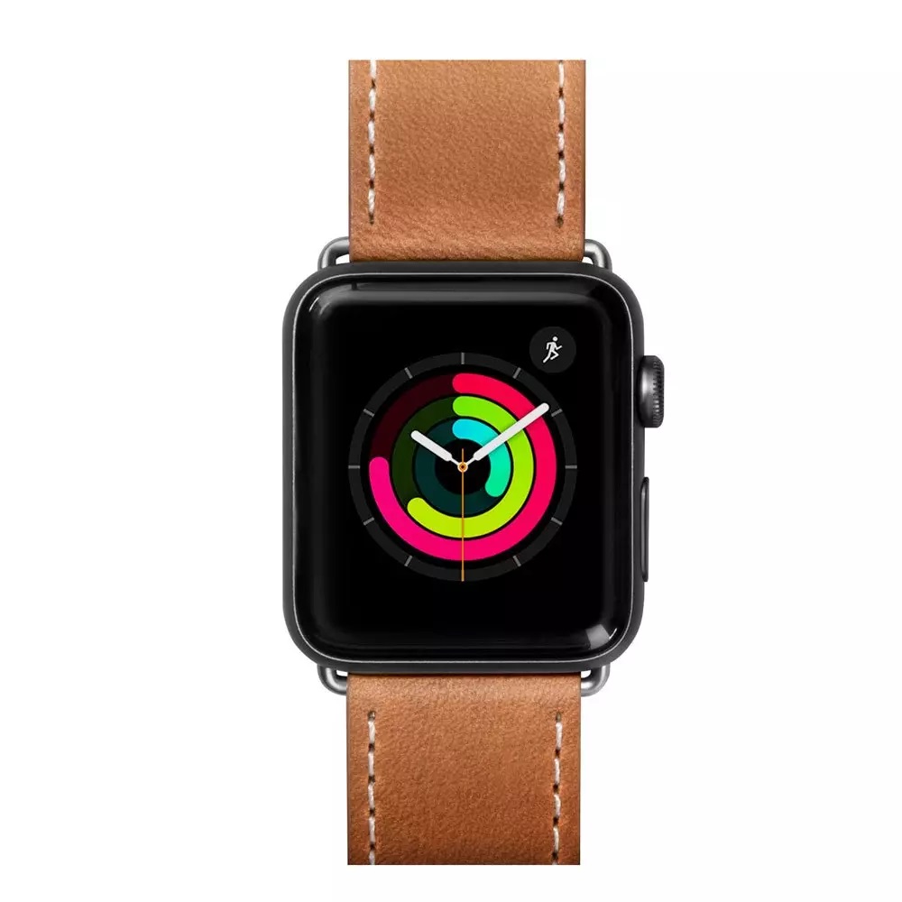 Фото Ремінець LAUT Safari з натуральної шкіри рослинного дублення для Apple Watch 1-5 розмір 42/44 мм, світло-коричневий (Тан) (LAUT_AWL_SA_BR)