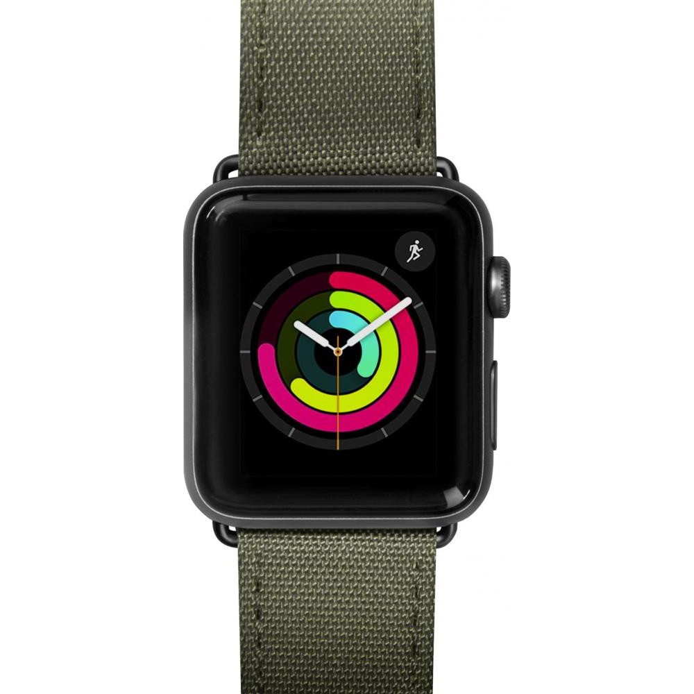 Фото Ремінець LAUT Technical з нейлону і натуральної шкіри для Apple Watch 1-5 розмір 42/44 мм, Military Green (LAUT_AWL_TE_GN)