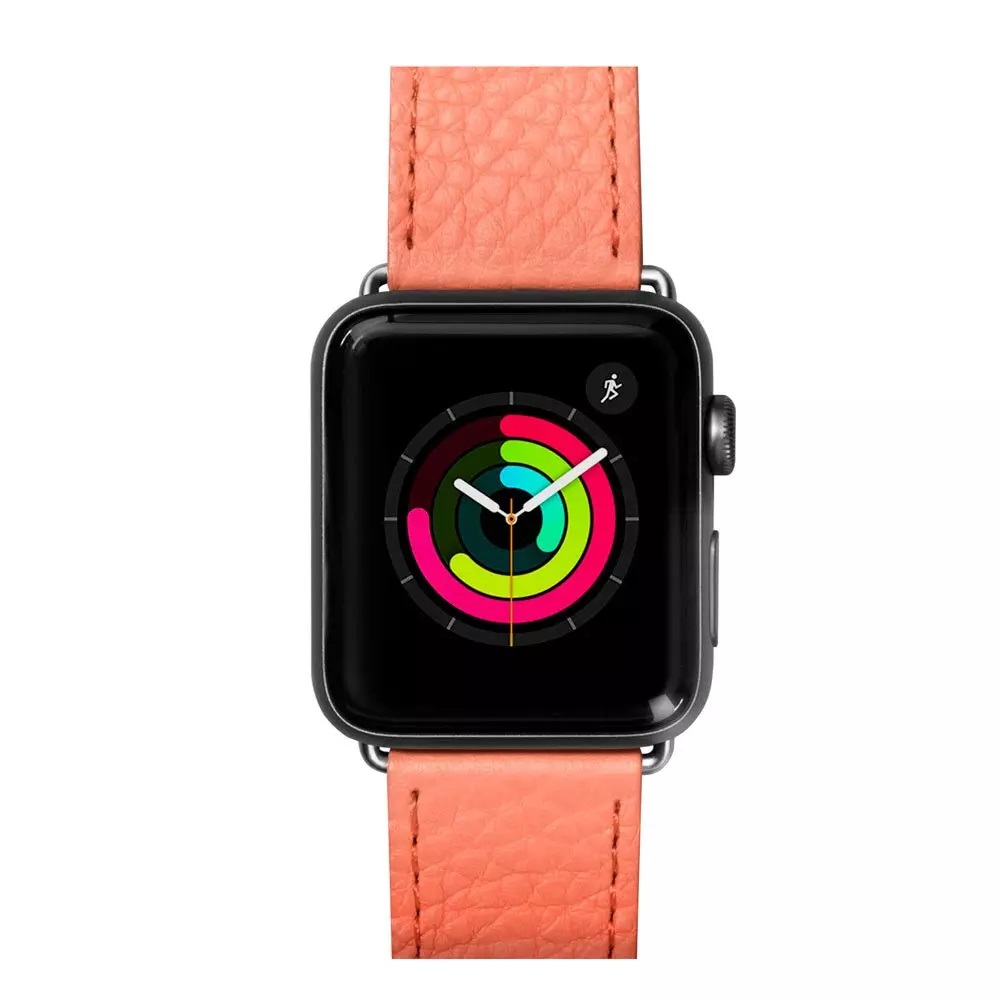 Фото Ремінець LAUT Milano з італійської натуральної шкіри для Apple Watch 1-5 розмір 38/40 мм, кораловий (LAUT_AWS_ML_P)