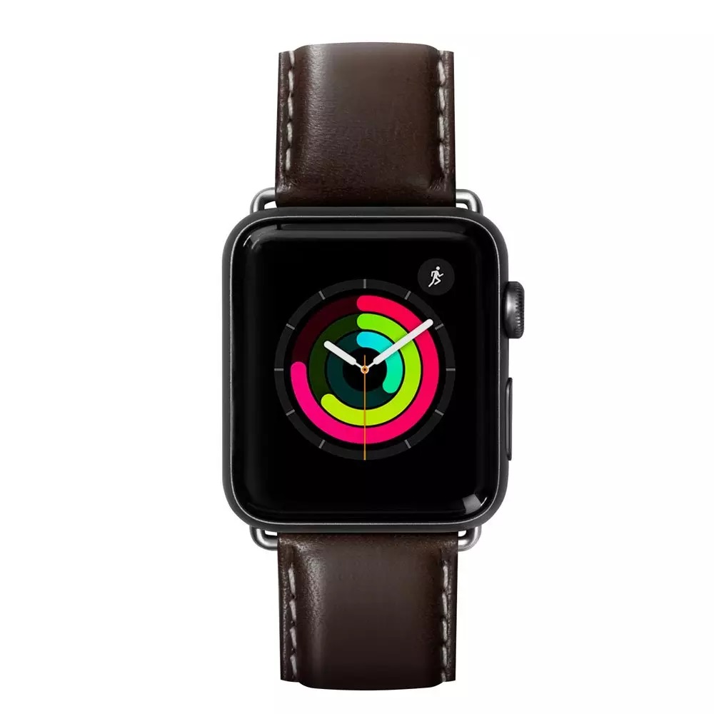 Фото Ремешок LAUT Oxford из премиальной Nappa кожи для Apple Watch 1-5 размер 38/40 мм, эспрессо (LAUT_AWS_OX_ES)
