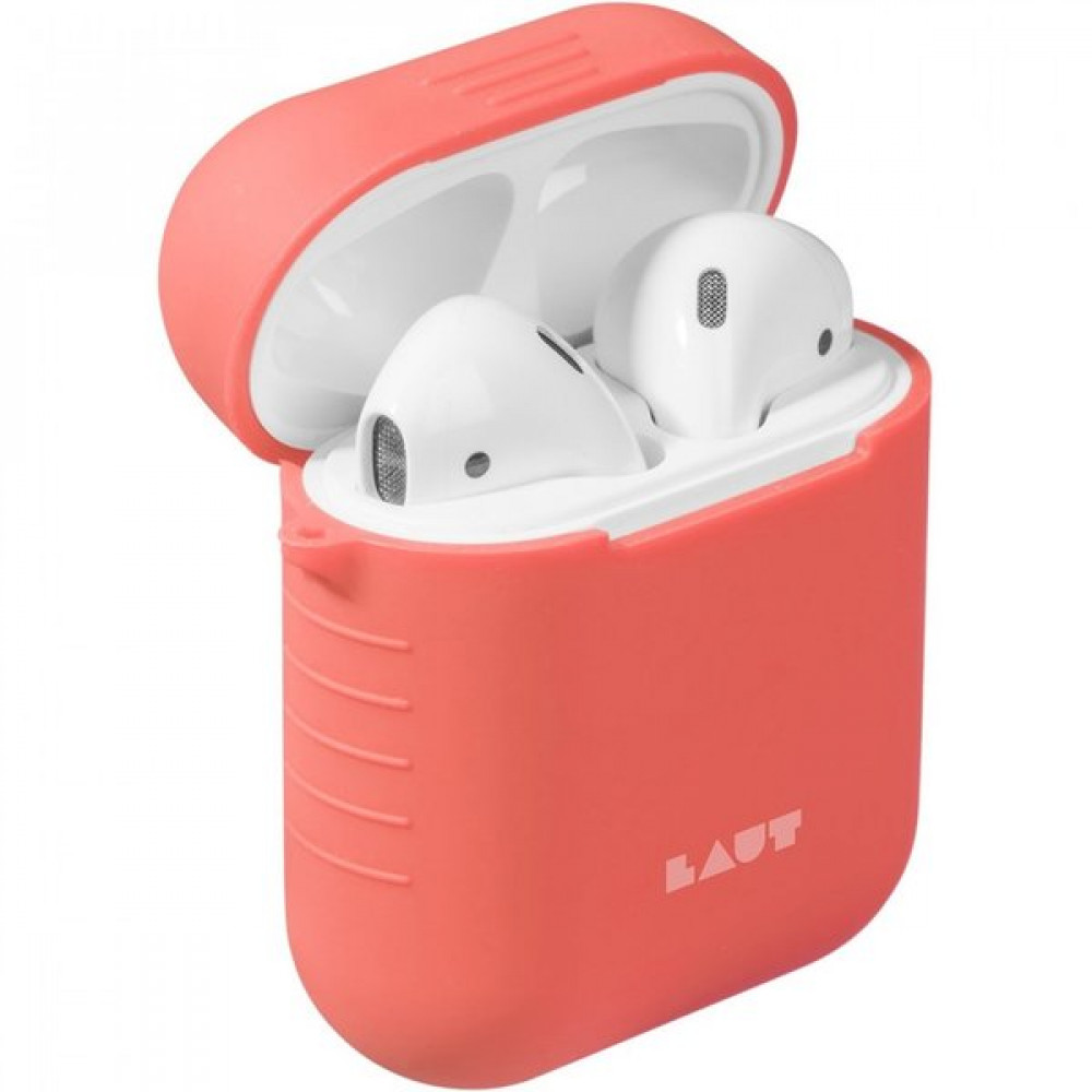 Фото Чохол LAUT Pod для AirPods з високоякісної силіконової гуми з захисним шаром від подряпин і потертостей, кораловий (LAUT_AP_POD_P)