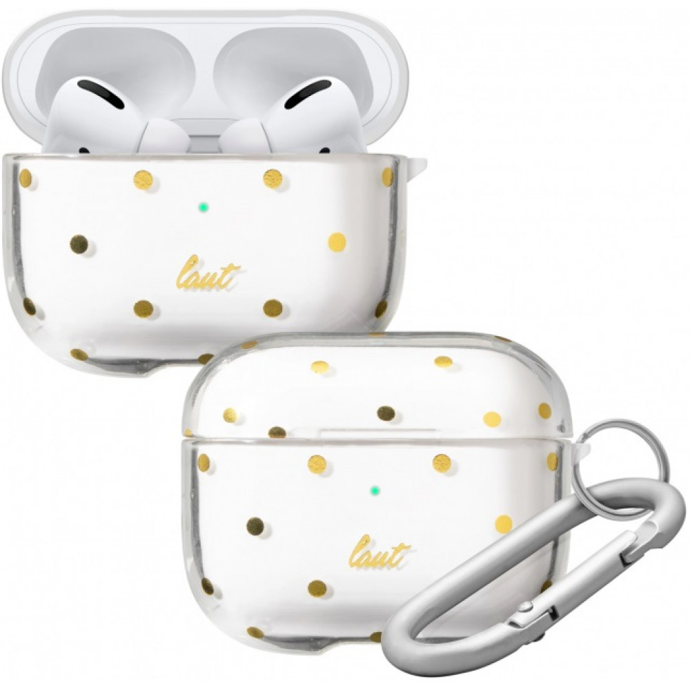 Фото Чохол LAUT Dotty для AirPods Pro, твердий полікарбонат, прозорий з золотими крапками (L_APP_DO_C)