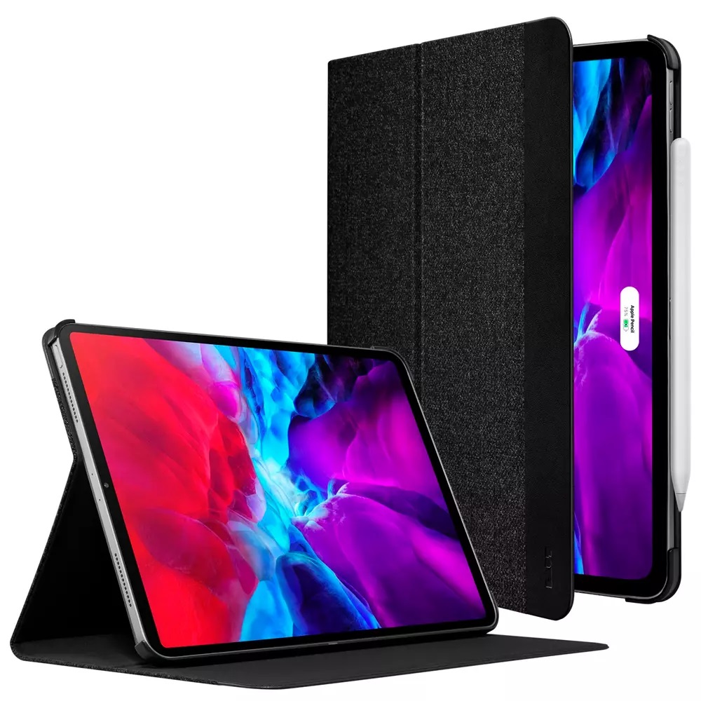 Фото Чохол-книжка LAUT Inflight Folio для iPad Pro 12.9 (2020/2018) з плетеними тканини і преміальної PU шкіри, чорний (L_IPP20L_IN_BK)