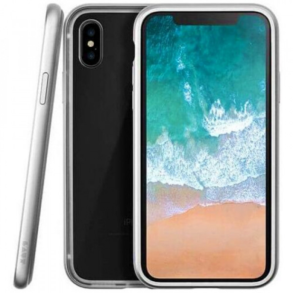 Фото Чохол-накладка LAUT EXO-FRAME для iPhone X з прозорою TPU накладкою і алюмінієвим бампером, срібний (LAUT_IP8_EXI_SL)
