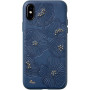 Чохол-накладка LAUT Flora для iPhone X / XS з преміальної штучної шкіри з тисненням рельєфним малюнком, синій (LAUT_IP18-S_FL_BL) фото 0