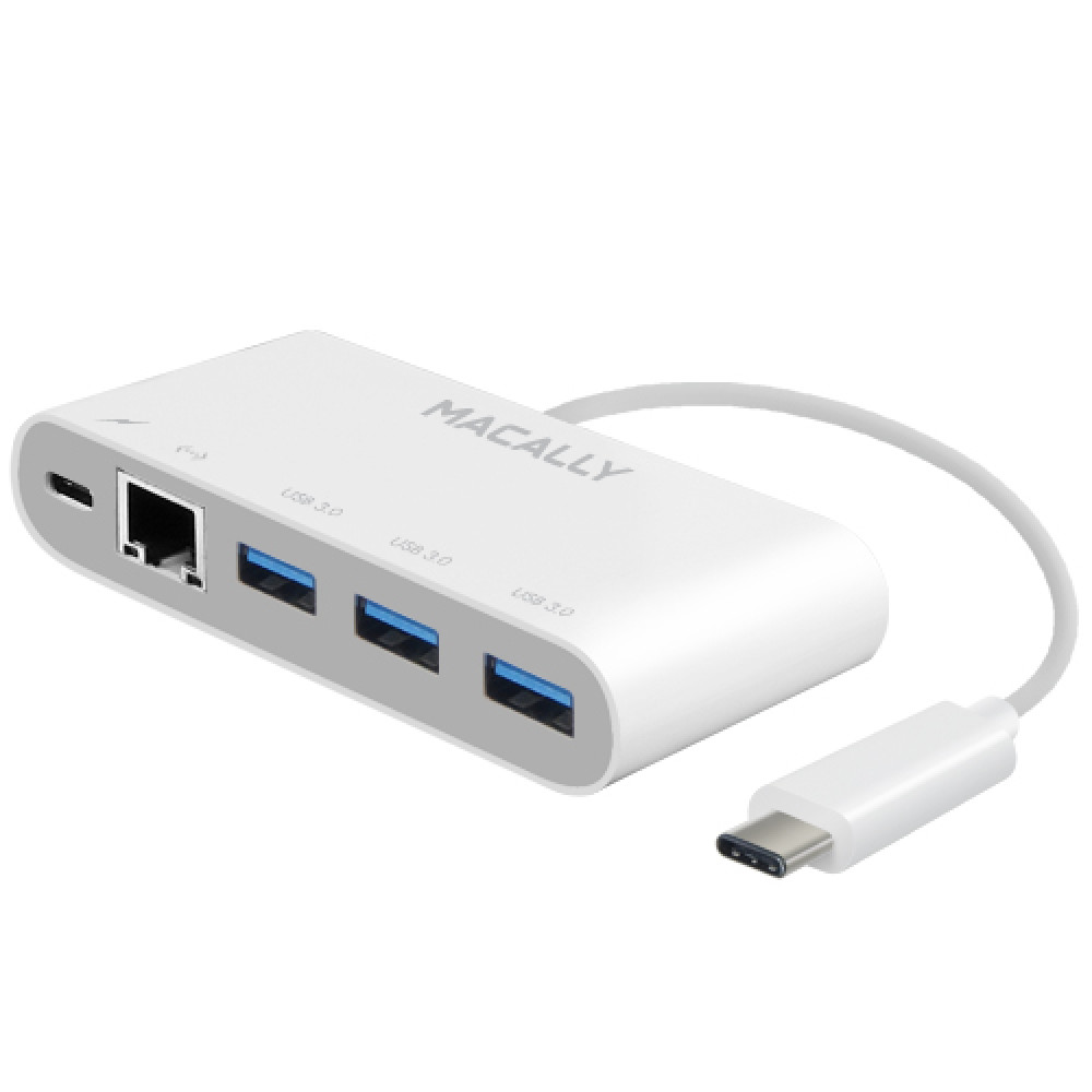 Фото Адаптер Macally мульти портовий (4 в 1) з USB-C 3.1 порти на 2 порти USB-A 3.0 / два USB-C порту, один зарядний (100W) / 4K HDMI порт / Gigabit Ethern