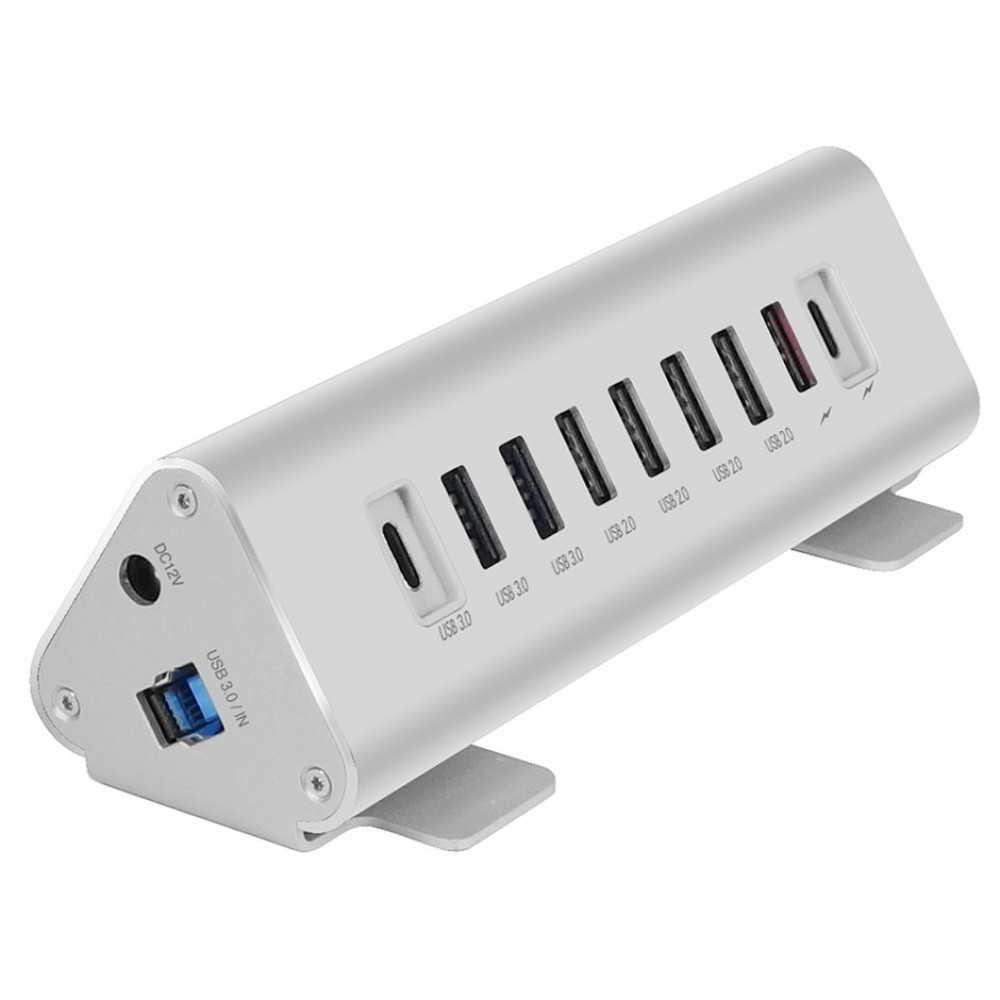 Фото Хаб Macally для USB-A 3.0 порту на 2 USB-C 3.1 порту / 3 порту USB-А 3.0 / 4 порту USB-А 2.0 (всього 9 портів), алюміній (TRIHUB9-EU)