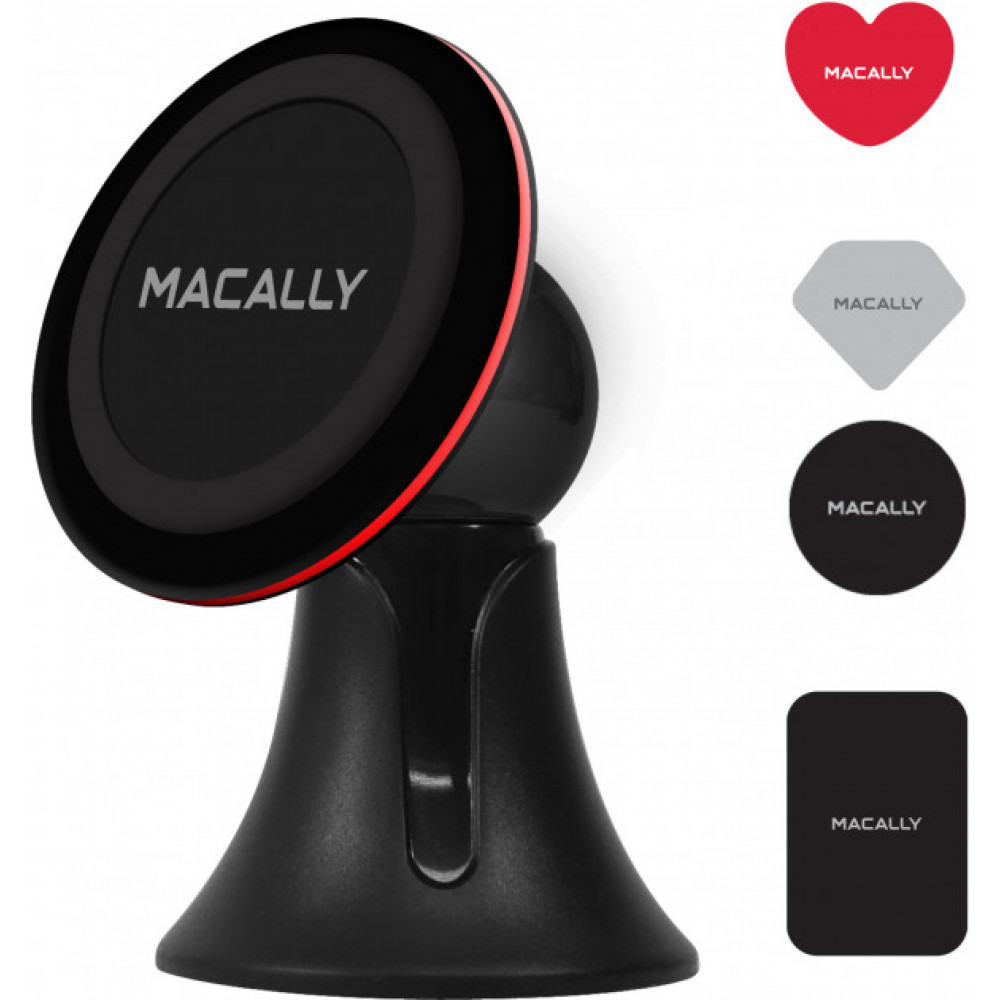 Фото Авто тримач Macally магнітний універсальний для смартфонів з кріпленням на поверхню, чорний (MDASHMAG2)