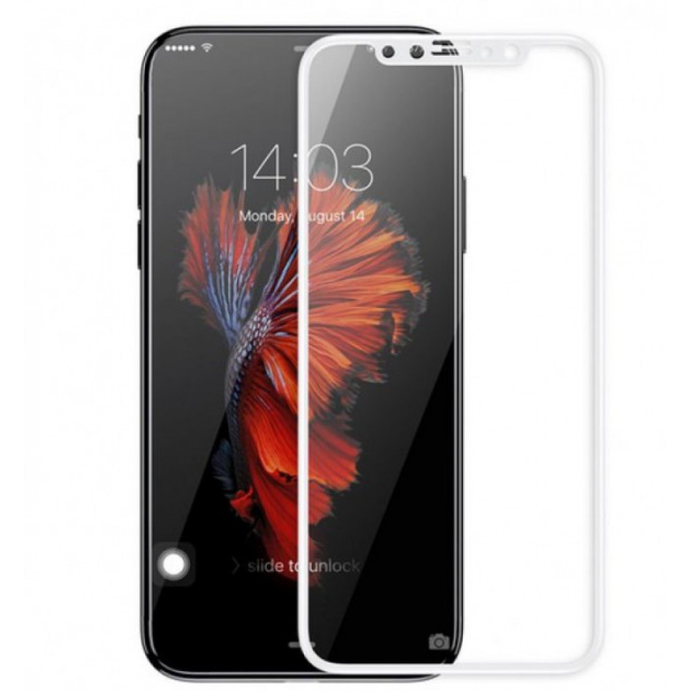 Фото Захисне скло Baseus 0.2mm Silk-screen Tempered Glass White для iPhone X (SGAPIPH8-ASL02)