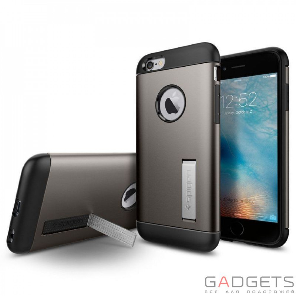 Фото Чехол-накладка Spigen Case Slim Armor Gun Metal for iPhone 6/6S (SGP11605)