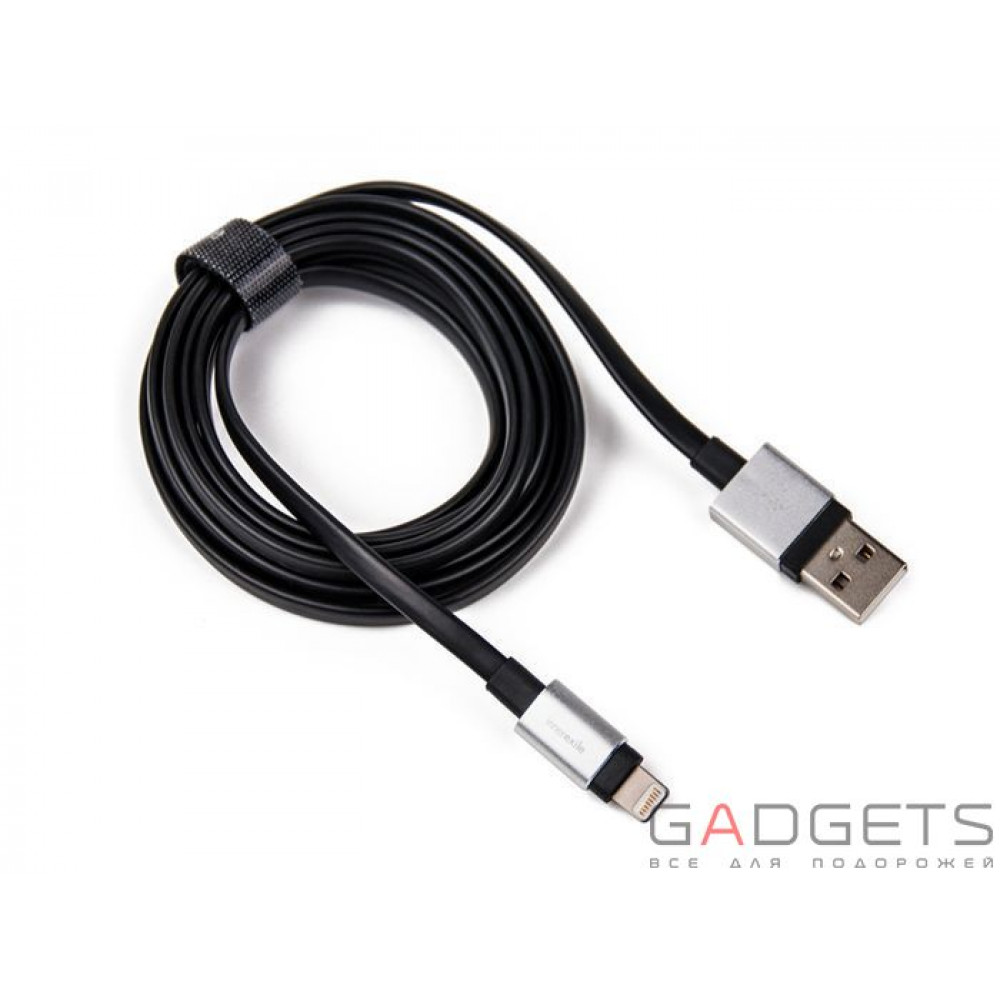 Фото Кабель для зарядки и синхронизации Innerexile Zynk Flat USB Cable with Lightning Connector Silver/Black 1.8m (LC-003-001)