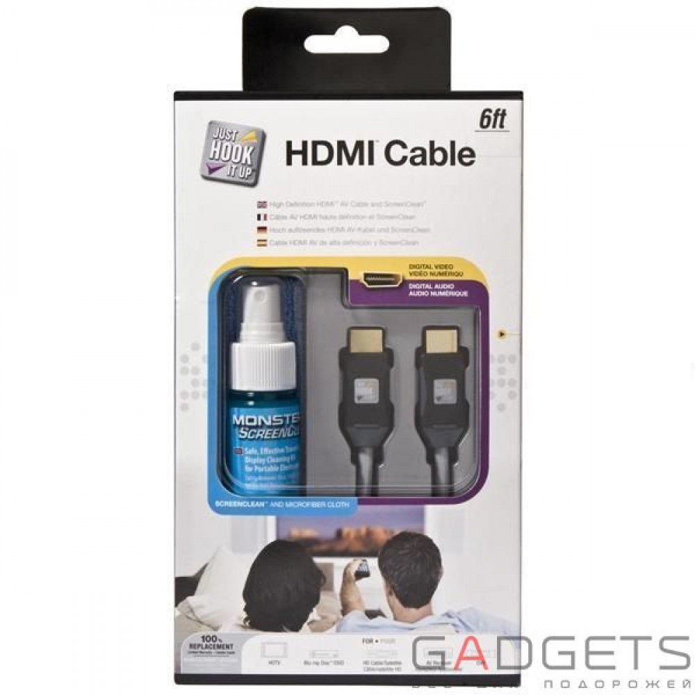 Фото Чистящее средство Monster® HDMI Cable & Screen Clean Kit Just Hook It Up® HDMI Clean Kit 6 ft. (MNO-132628-00)