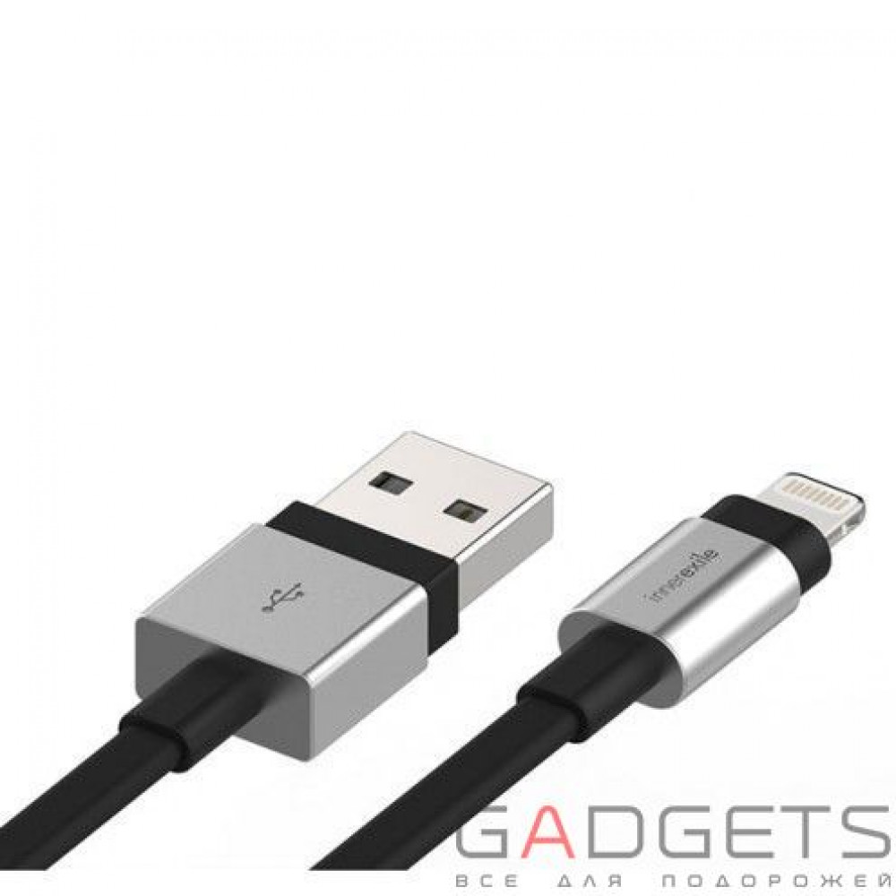 Фото Кабель для зарядки и синхронизации Innerexile Zynk Flat USB Cable with Lightning Connector Silver/Black 10cm (LC-001-001)