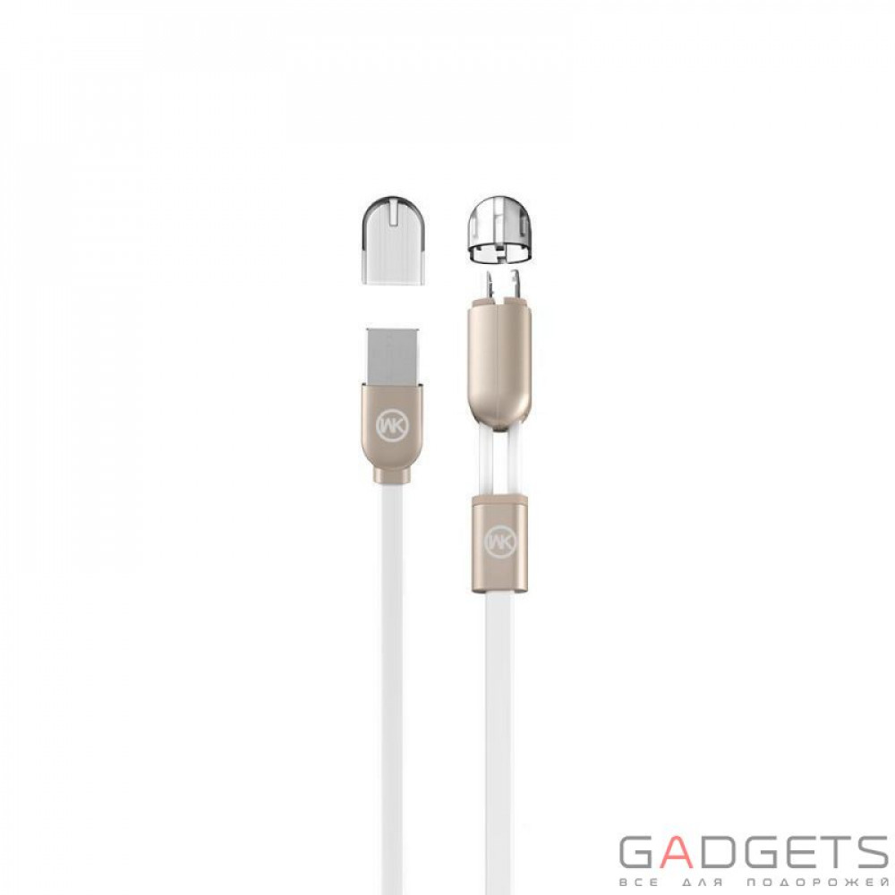 Фото Кабель WK 2-in-1 Data Cable White (WKC-001)