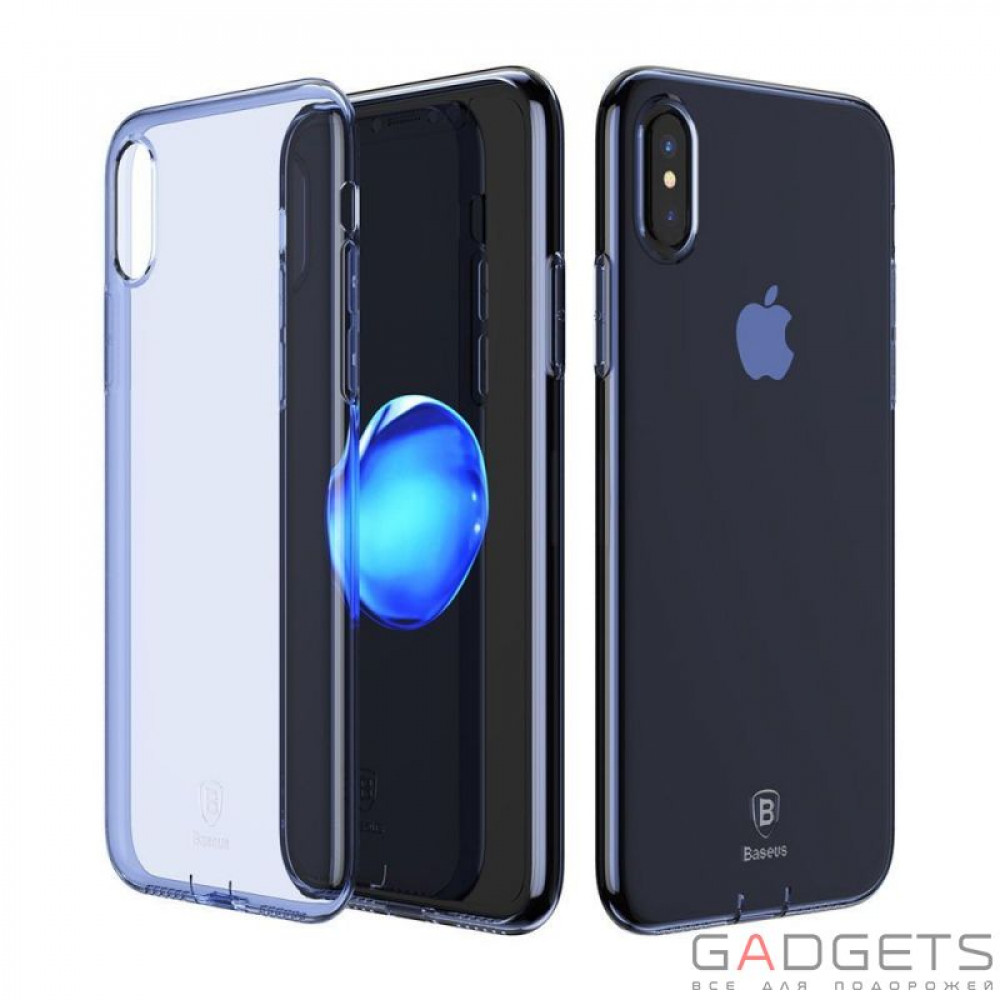 Фото Чехол Baseus Simple Series Case Transparent Blue для iPhone X (ARAPIPH8-B03)