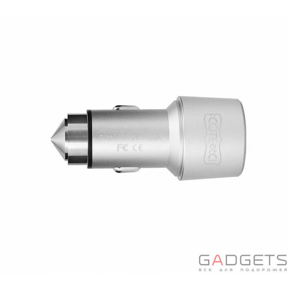 Фото Автомобільний зарядний пристрій 2.1A COTEetCI X2 Silver
