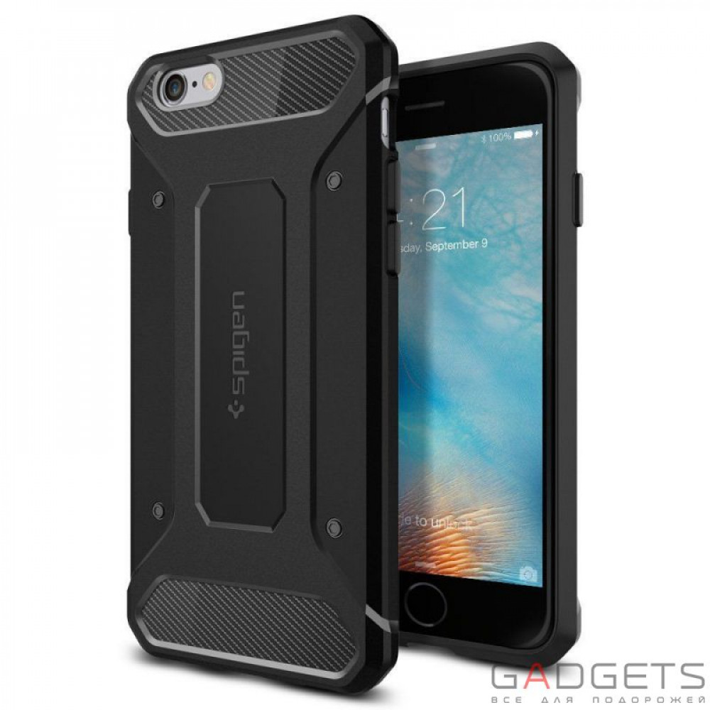 Фото Чехол-накладка Spigen Case Rugged Armor Black for iPhone 6/6S (SGP11597)