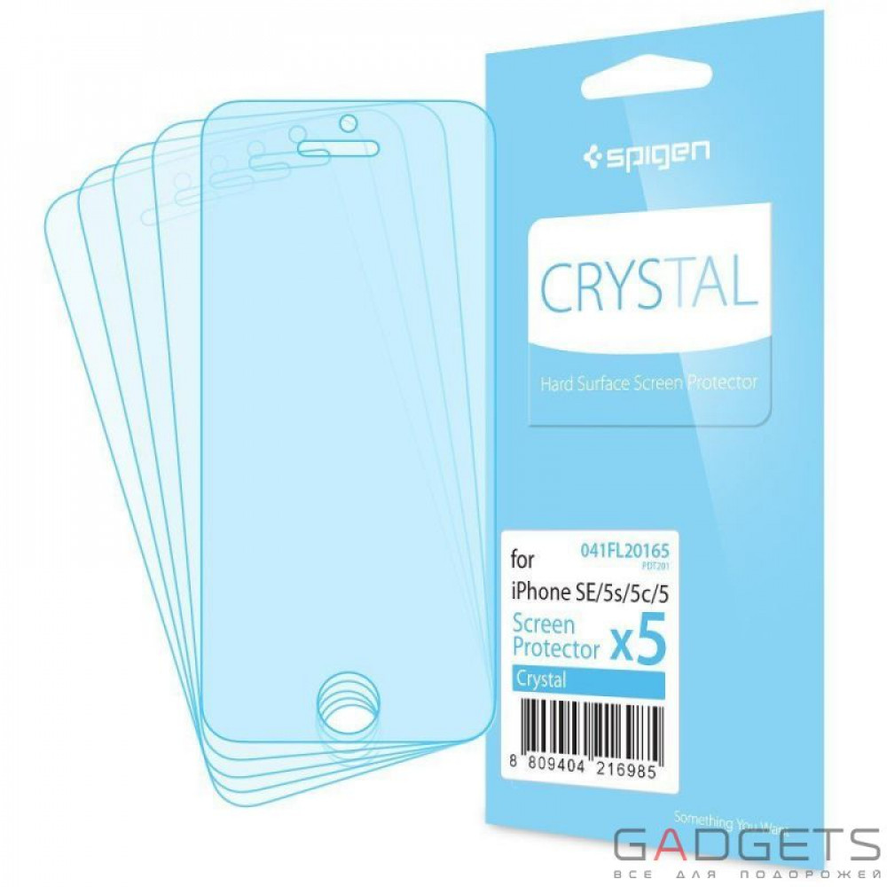 Фото Набір захисних плівок (екран 5 шт) Spigen Screen Protector Crystal для iPhone SE/5/5S (SGP-041FL20165)