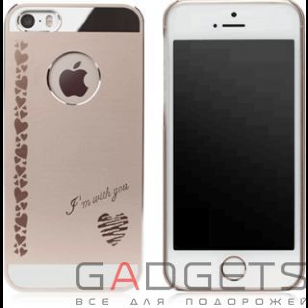 Фото Чехол-накладка iBacks Aluminium Case Heart Series Gold for iPhone 5/5S