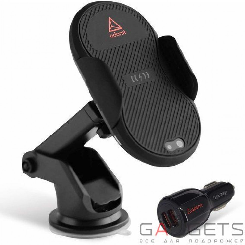 Фото Автомобільний тримач Adonit Car Bracket with adaptor Black (3121-17-07-B)