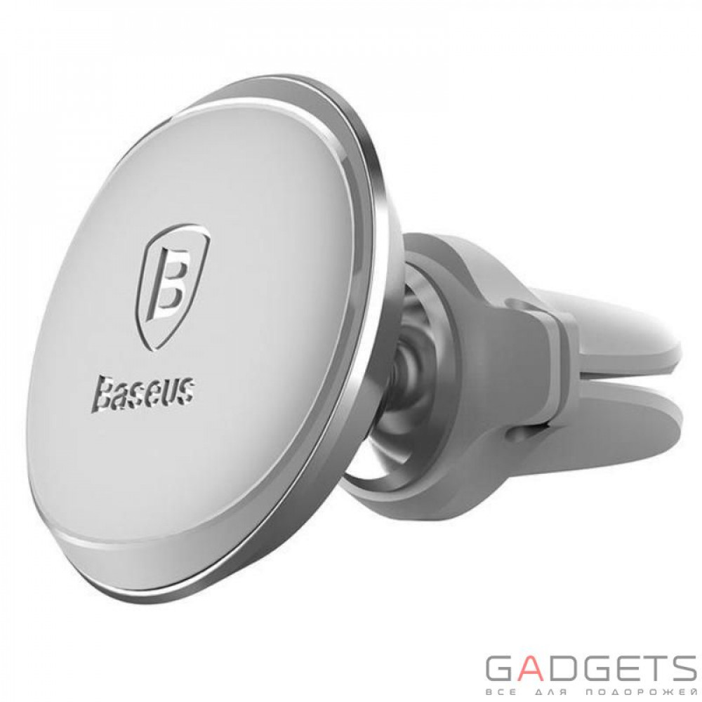 Фото Автомобільний тримач Baseus Magnetic Air Vent Car Mount Holder with Cable Clip Silver (SUGX-A0S)