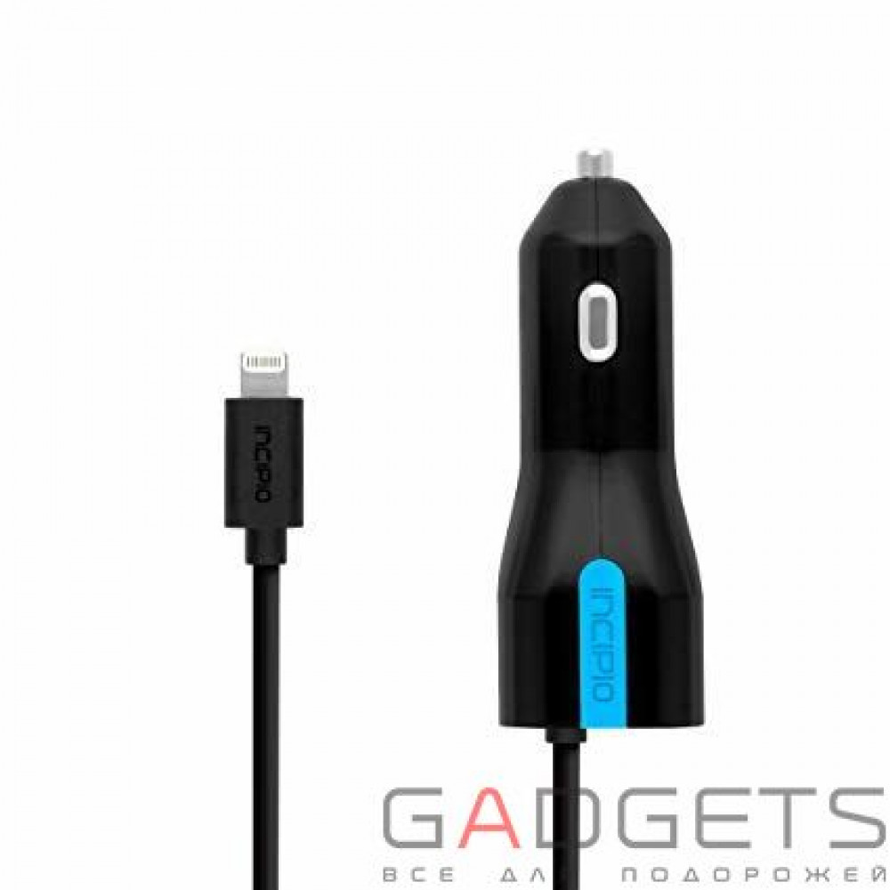 Фото Зарядний пристрій Incipio Dual Port USB Car Charger with Lightning Connector 4.8A Black (PW-171)