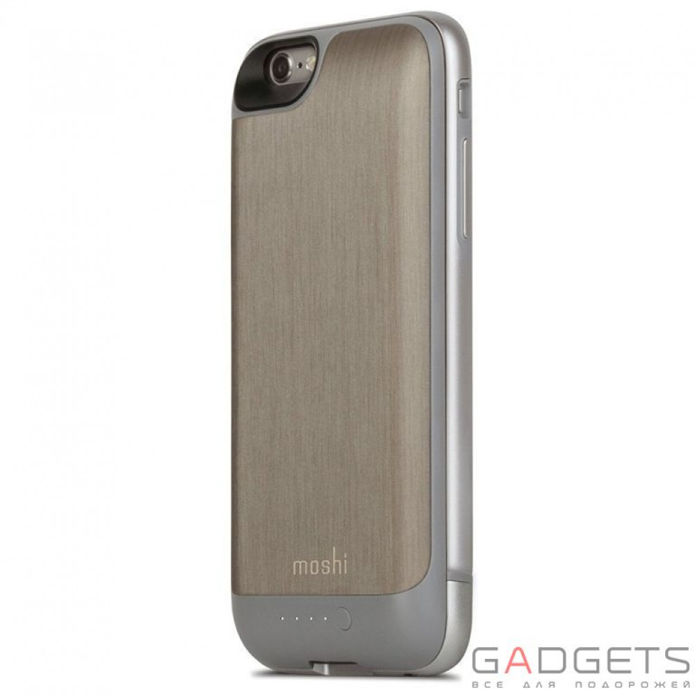 Фото Чохол з додатковим акумулятором Moshi iGlaze Ion Slide-On Battery Case Brushed Titanium 2860 mAh for iPhone 6/6S (99MO079204)
