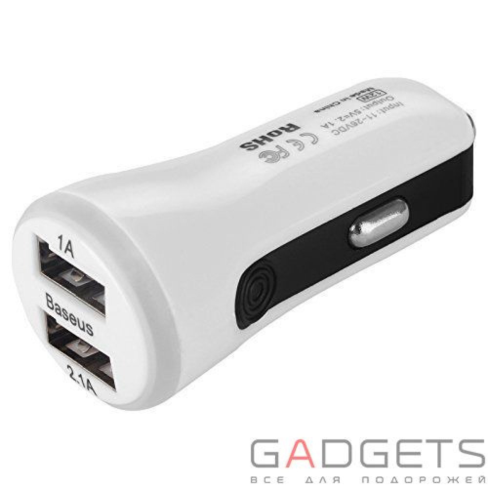 Фото Автомобильное зарядное устройство Baseus Tiny 2 Car Charger White