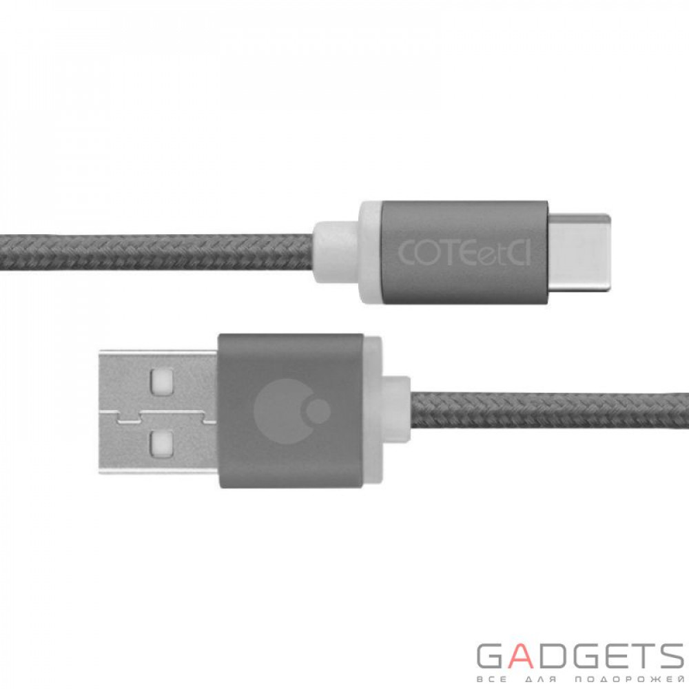Фото Кабель COTEetCI M20 TYPE-C Cable Space Grey Nylon, 1.2M