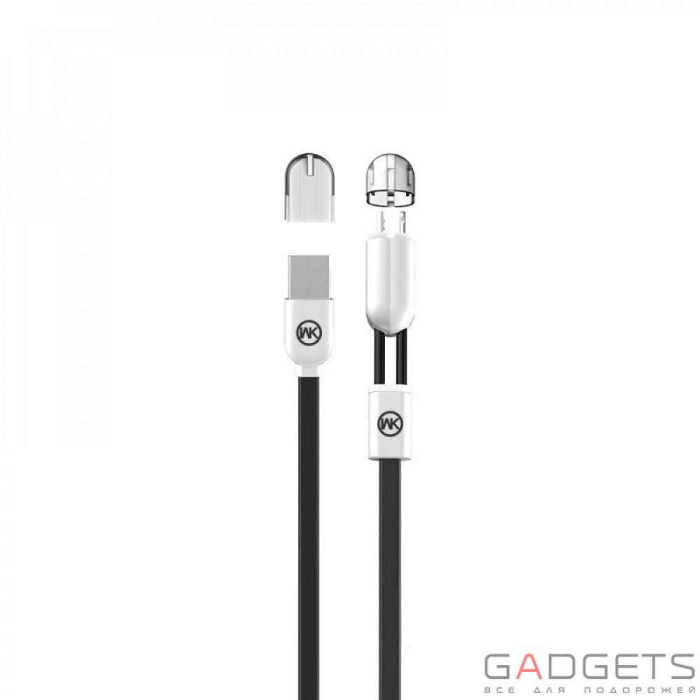 Фото Кабель WK 2-in-1 Data Cable Black (WKC-001)