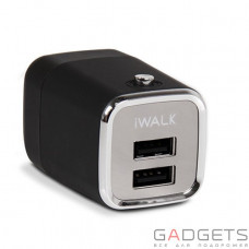 Зарядное устройство iWALK Dual USB travel adapter with power ON/OFF switch Black