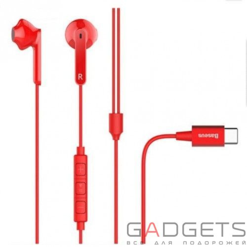 Фото Наушники Baseus Encok Wire Earphone C16 Red (NGC16-09)