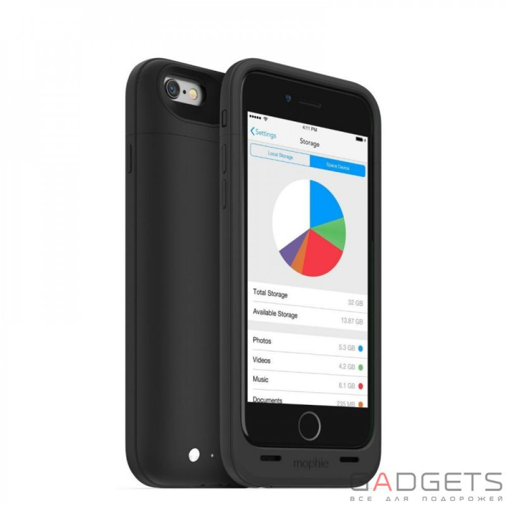Фото Додатковий Акумулятор Mophie Space Pack 32 GB Black 3300 mAh for iPhone 6/6S (3001-SP-IP6-32GB-BLK)