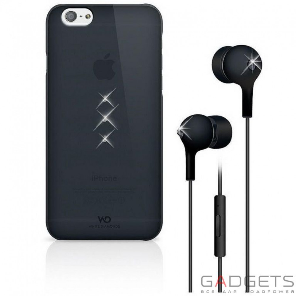 Фото Набор (чехол накладка+наушники) White Diamonds Bundle Black (Trinity Black+Earphones Black) for iPhone 6/6S (7007TRI6)