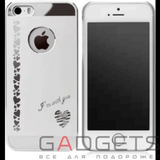 Чехол-накладка iBacks Aluminium Case Heart Series Silver for iPhone 5/5S