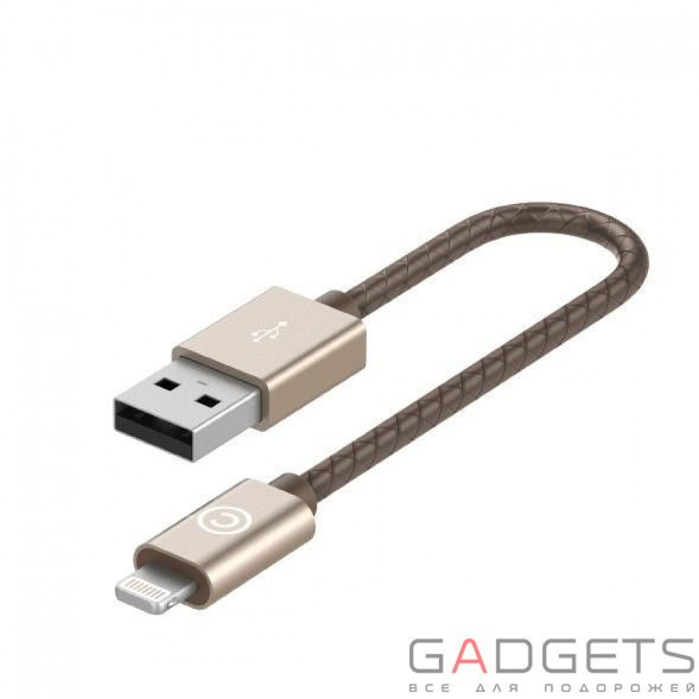 Фото Кабель для зарядки и синхронизации Lab.C Lightning Leather Cable A.L Champagne Gold (0.15 m) (LABC-510-GD)