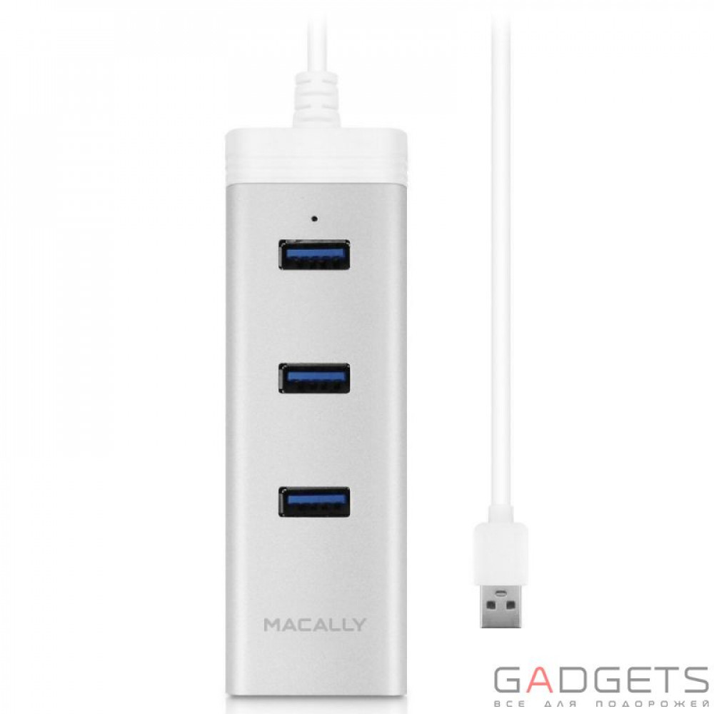 Фото Кабель для передачи данных Macally 3 port USB 3.0 hub with Gigabit Ethernet adapter (U3HUBGBA)