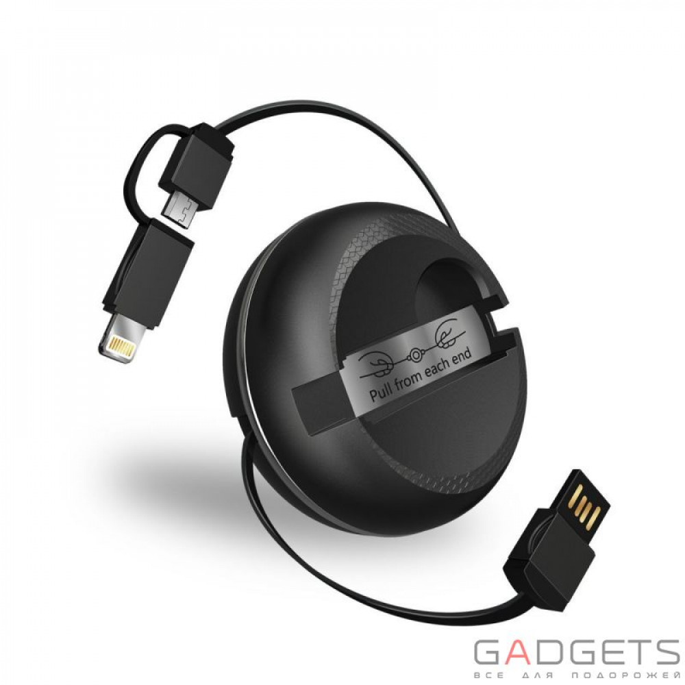 Фото Кабель iWalk Cobra Retractable Data Cable чорний (CSC001)