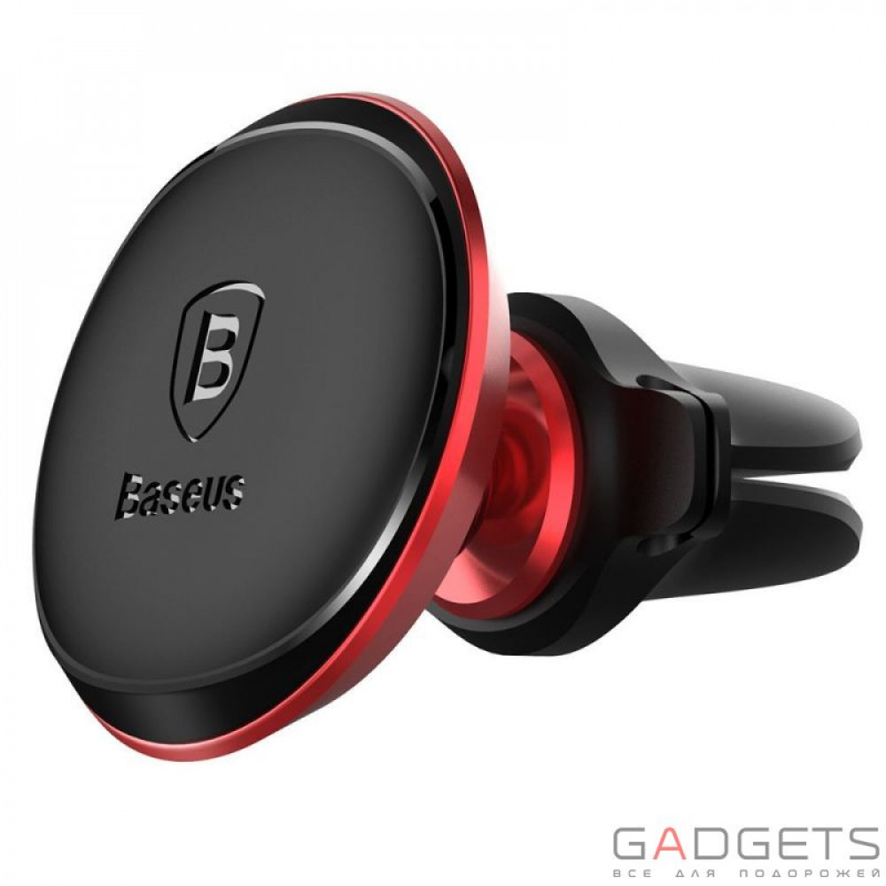 Фото Автомобильный держатель Baseus Magnetic Air Vent Car Mount Holder with Cable Clip Red (SUGX-A09)
