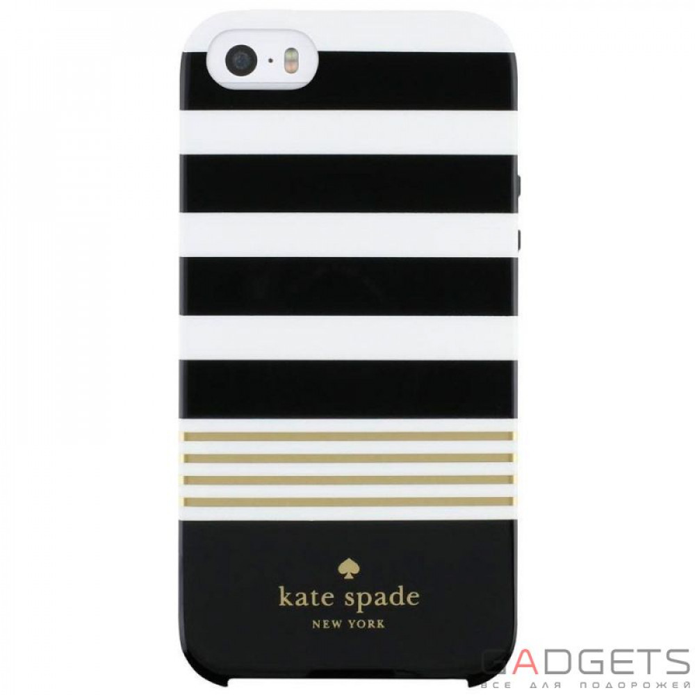 Фото Чехол Incipio Kate Spade New York Hybrid Hardshell Case для iPhone 5/5s/SE Stripe 2 Black/White/Gold Foil (KSIPH-020-STRTBWGF)
