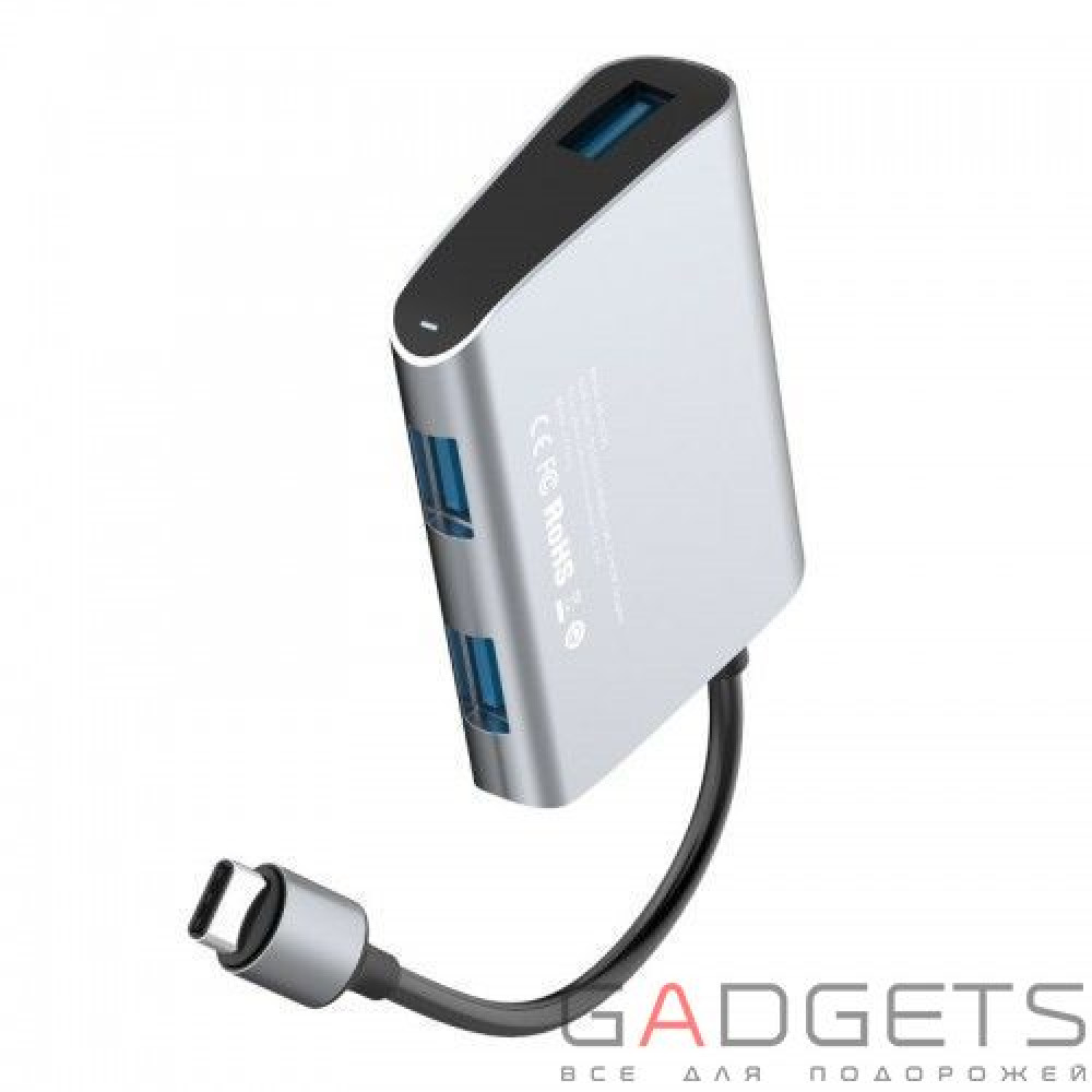 Фото Адаптер Baseus Enjoyment series Type-C to 2 x USB 2.0+USB 3.0 HUB Adapter Gray