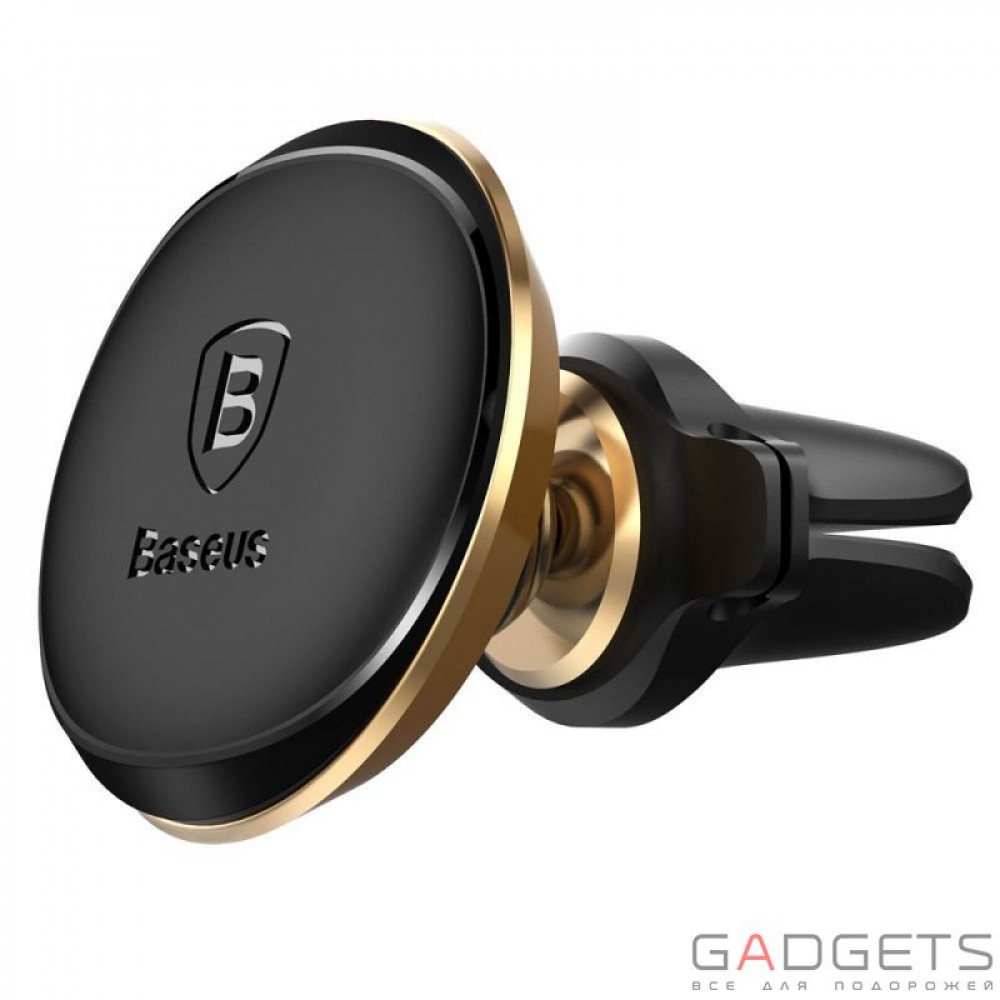 Фото Автомобільний тримач Baseus Magnetic Air Vent Car Mount Holder with Cable Clip Gold (SUGX-A0V)