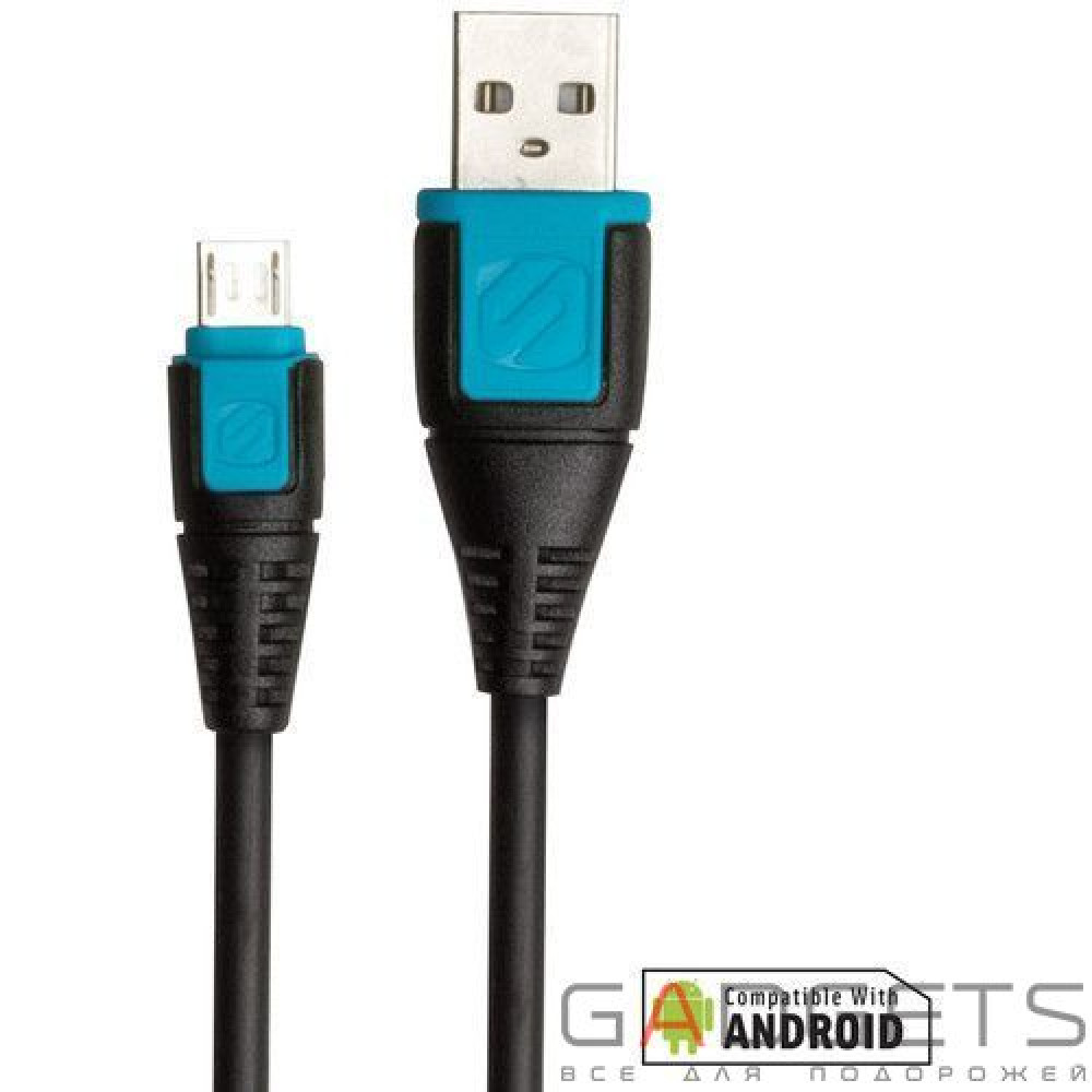 Фото Кабель для передачі даних Scosche Premium Micro USB Cables чорний з синьою вставкою (USBM3BL)
