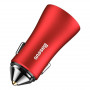 Автомобильное зарядное утройство  Baseus Golden Contactor Dual U Intelligent Car Charger Red (CCALL-DZ09) фото 3